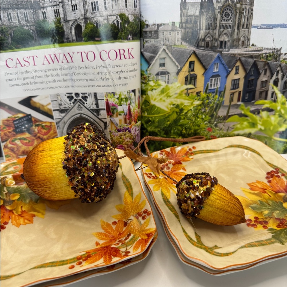 Autumn Harvest Celebration Ceramic Serving Plate - 🍂🍁 4 Plates